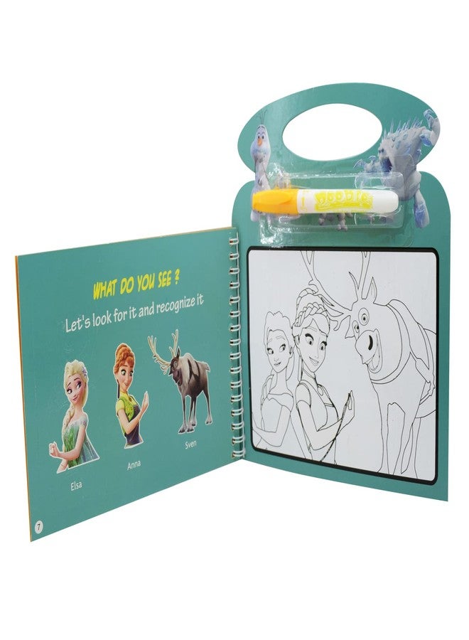 Asera Ice Princess Theme Reusable Magic Water Painting Book Magic Doodle Pen Kids Coloring Doodle Drawing Board Games Child Educational Toy Magic Book Water Painting for Kids (1Pc) - Image 3